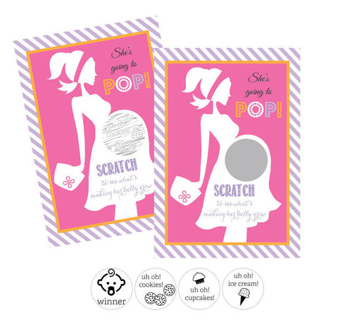 Scratch Off Game Cards - Shes Going to Pop - Pink