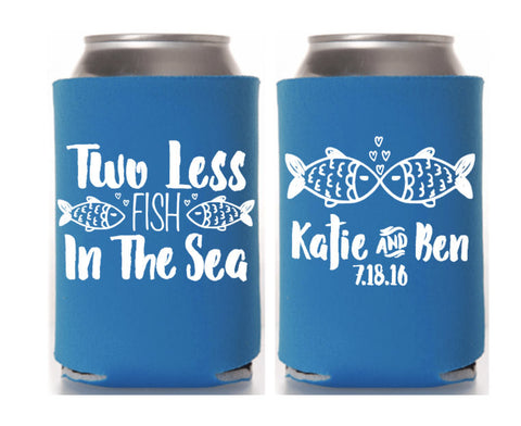 Two Less Fish Nautical Wedding Can Cooler