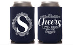 Monogram Cheers Wedding Can Cooler