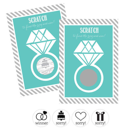 Scratch Off Game Cards - Wedding Ring - Aqua