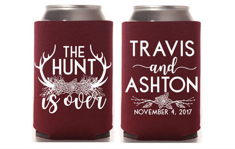 The Hunt is Over Wedding Can Cooler