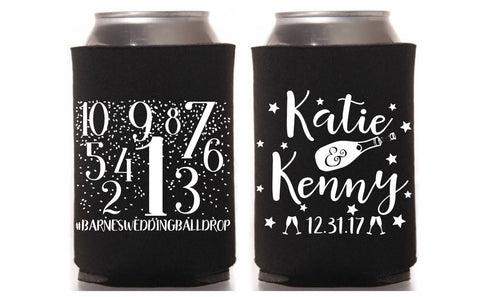 New Years Eve Wedding Can Coolers