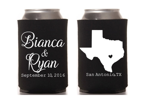 State Map Wedding Can Cooler