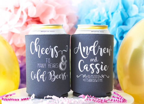 Cheers to Many Years & Cold Beers Wedding Can Cooler