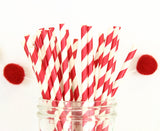Red Foil Stripe Paper Straw