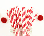 Red Foil Stripe Paper Straw