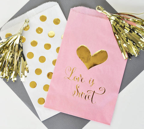 Love is Sweet Pink & Gold Favor Bag