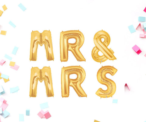 Mr & Mrs 40 Inch Gold Balloons