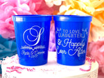 Love Laughter & Happily Ever After Monogrammed Cups