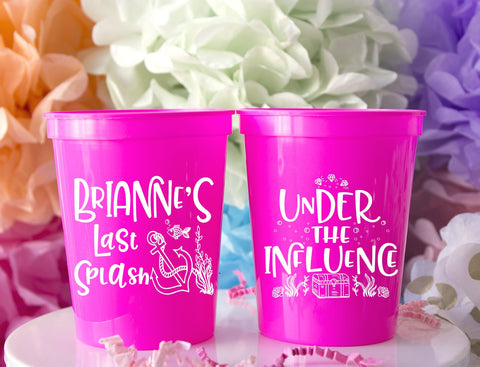 Last Splash Party Stadium Cup - Bachelorette Cups - Bridal Shower Favors - Cocktail Cups - Personalized Drink Cups - Mermaid Bachelorette