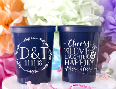 Personalized Wedding Cups - Colored Stadium Cups - Wedding Favor Cups - Plastic Cocktail Cups - Reception Cup - Wedding Supplies