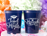 Graduation Party Cups The Tassel Was Worth the Hassle Class of 2018 Graduation Cap Plastic Cups College Graduation Personalized Cups