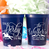 Talk Derby To Me Personalized Cups Kentucky Derby Party Favors Horse Racing Decor Horse Race Party Customizable Cups Plastic Cups