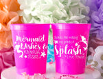 Mermaid Party Stadium Cup - Birthday Party Decor - Personalized Party Cups - Custom Drink Cup - Plastic Cocktail Cups - Birthday Party Favor