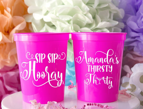 Sip Sip Hooray Stadium Cup - Dirty 30 Decor - Thirsty Thirty Decor - 30th Birthday Party - Custom Birthday Favors - 1988 Birthday