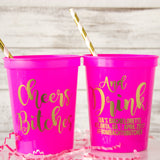 Cheers Bitches Bachelorette Cups Beach Bachelorette Decor Hen Party Personalized Cups Wedding Party Cups Bridal Party Gift Stadium Cups