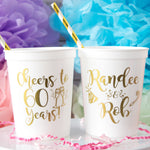 Cheers to 60 Years Personalized Cups 60th Birthday Party Favors Happy 60th Birthday Decor Stadium Cups Plastic Cups Cheers Birthday Cups