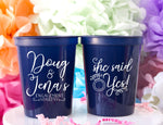 Personalized Cups Wedding Cups She Said Yes Engagement Party Couples Shower Bridal Shower Cups Stadium Cups Custom Cups Wedding Favors