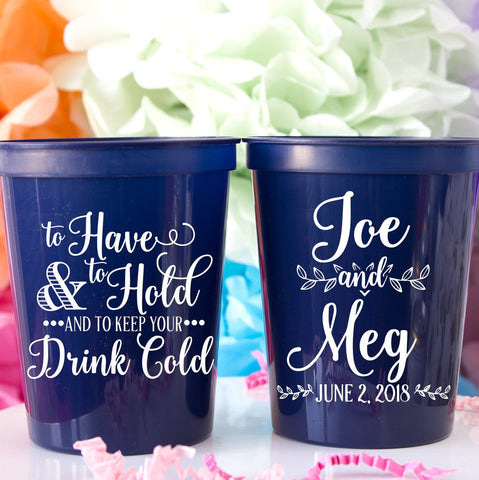 Custom Wedding Cups Personalized Wedding Favors for Guests Stadium Cups Wedding Party Cups Wedding Welcome Bag Rehearsal Dinner Printed Cups