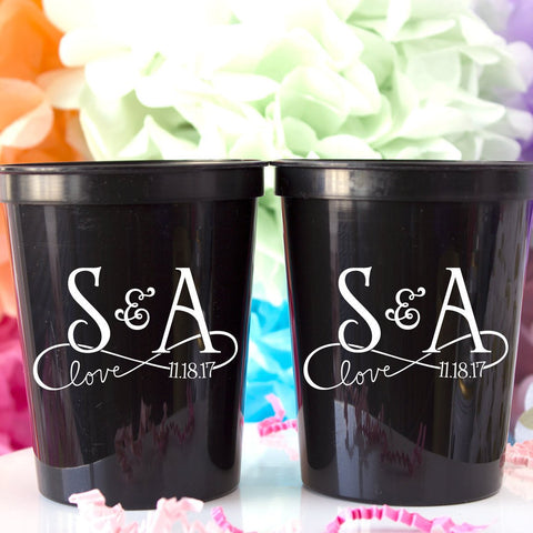 Wedding Stadium Cups Personalized Wedding Favors for Guests Infinity Cups Custom Plastic Wedding Cups Modern Wedding Party Cups for Wedding