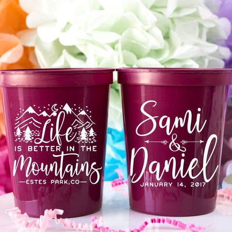 Life is Better in the Mountains Wedding Cups