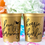 Personalized Wedding Cups Plastic Wedding Stadium Cups Wedding Favors for Guests Custom Party Cups Gold Wedding Decor Custom Plastic Cups