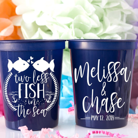 Two Less Fish in the Sea Wedding Personalized Cups for Wedding