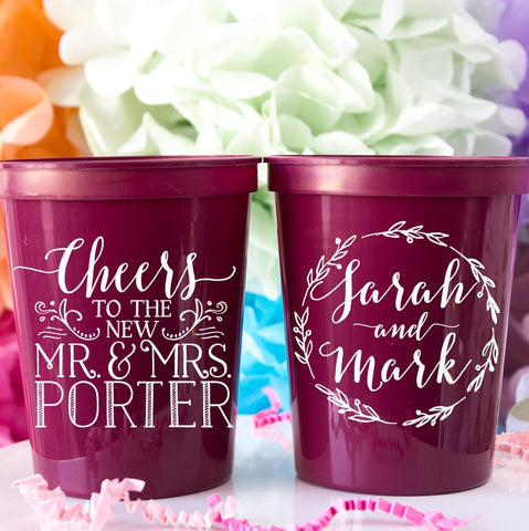 Cheers to the New Mr & Mrs Wedding Cups