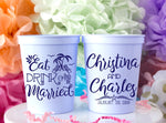 Beach Wedding Cups Eat Drink Be Married Personalized Cups Wedding Favors for Guests Plastic Wedding Cups Stadium Cups Palm Trees