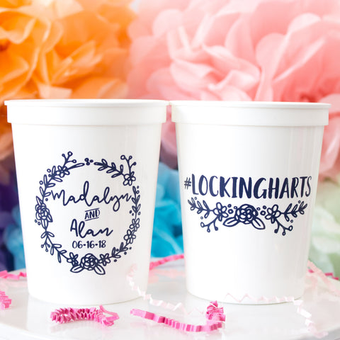 Personalized Cups Custom Cups Wedding Cups Wedding Favors for Guests Rustic Wedding Decor Plastic Cups Stadium Cups Name & Date Party Decor