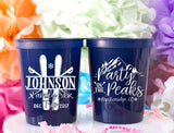 Personalized Wedding Cups Mountain Wedding Ski Trip Party on the Peaks Adventure Wedding Colorado Favors Family Ski Trip Cups Plastic Cups