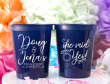Personalized Cups Wedding Cups She Said Yes Engagement Party Couples Shower Bridal Shower Cups Stadium Cups Custom Cups Wedding Favors