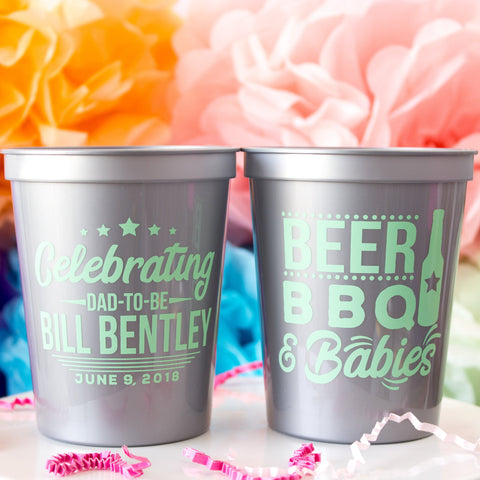 Dad to Be Stadium Cup - Baby Shower Favors - Dad Baby Shower Decor - Cocktail Cups - BBQ Baby Shower - Gift for Dad - Father's Day Gift