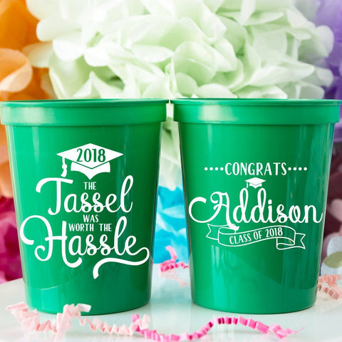 The Tassel Was Worth the Hassle High School Graduation College Grad 2018 Graduate Graduation Party Cups Custom Party Cups Stadium Cups