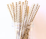 Gold Chevron Paper Straw