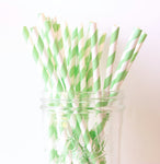 Mint Green Stripe Paper Straw