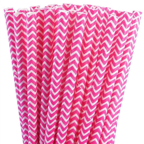 Pink Chevron Paper Straw