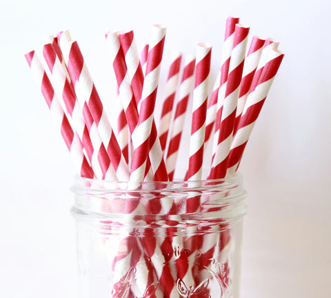 Red Stripe Paper Straw