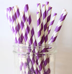 Purple Stripe Paper Straw