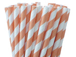 Peach Stripe Paper Straw