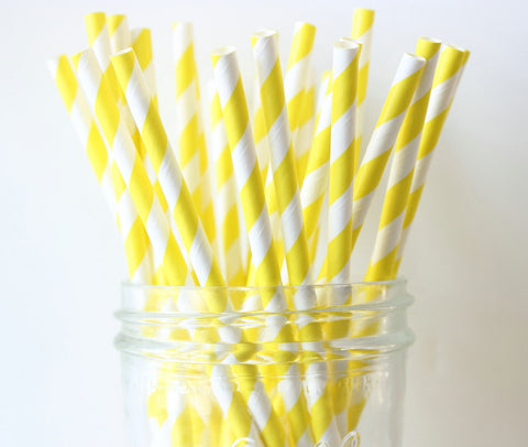 Yellow Stripe Paper Straw