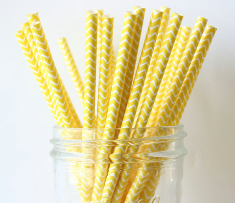 Yellow Chevron Paper Straw