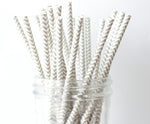 Grey Chevron Paper Straw