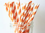 Orange Stripe Paper Straw