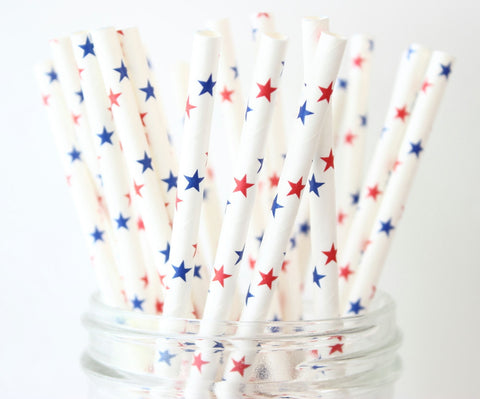 Patriotic Star Paper Straw