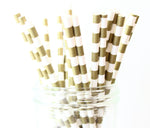 Gold Horizontal Stripe Paper Straw