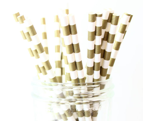 Gold Horizontal Stripe Paper Straw