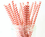 Red Chevron Paper Straw