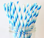 Blue Multi Stripe Paper Straw