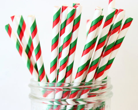 Christmas Stripe Paper Straw